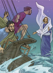 Pietro gli rispose: «Signore, se sei tu, comandami di venire verso di te sulle acque». Ed egli disse: «Vieni!».