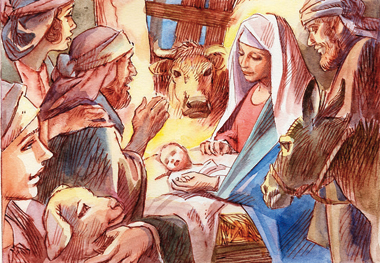 I pastori andarono a Betlemme e trovarono Maria, Giuseppe e il bambino nella mangiatoia.