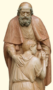 “Padre con il figliol prodigo”, scultura di Ferdinando Perathoner.