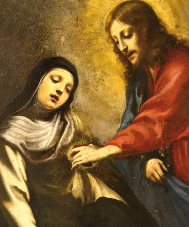 Gesù e santa Caterina: “Lo scambio di cuore”. XVII sec. Gesù e santa Caterina: “Lo scambio di cuore”. XVII sec.