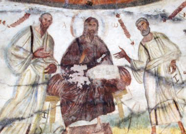 Una pittura delle catacombe dei SS. Marcellino e Pietro
