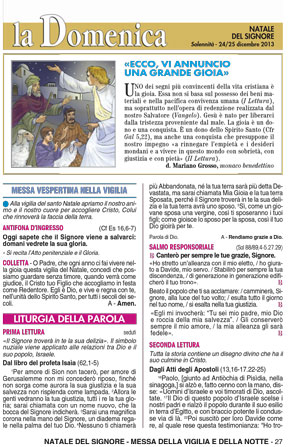 NATALE DEL SIGNORE - MESSA VESPERTINA