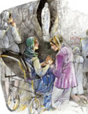 Malati a Lourdes. Illustrazione di A. Brasioli.