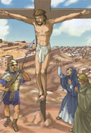 Gesù in croce, adoriamo e preghiamo. Egli è il nostro Salvatore. Con il suo prezioso sangue ci ha salvati.