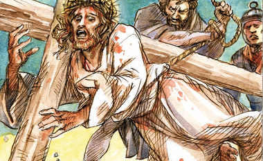 «Gesù cade sotto la croce», illustrazione di Giorgio Trevisan 2014,