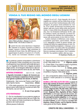 SOLENNITÀ DI GESÙ CRISTO RE DELL’UNIVERSO / B