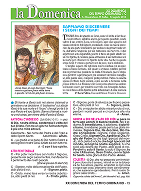 XX DOMENICA DEL TEMPO ORDINARIO 2016