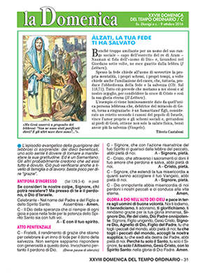 XXVIII DOMENICA DEL TEMPO ORDINARIO 2016