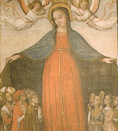 “Madonna della Misericordia”, quadro del 500. Cappella degli Angeli in Altavilla Alba (Cn). Foto Enzo Massa.