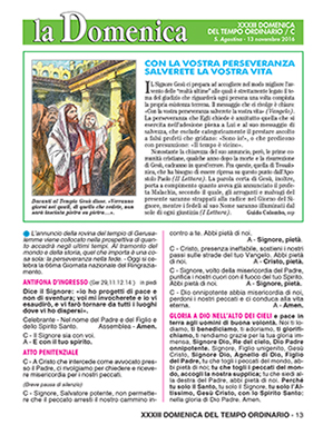 XXXIII DOMENICA DEL TEMPO ORDINARIO - 2016