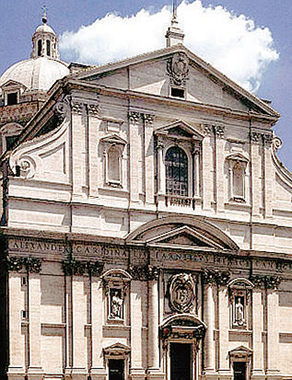 Facciata della Chiesa del Gesù, opera di Giacomo Della Porta (1568-1584), discepolo di Michelangelo.