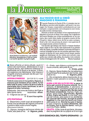 XXVII DOMENICA DEL TEMPO ORDINARIO - 2018