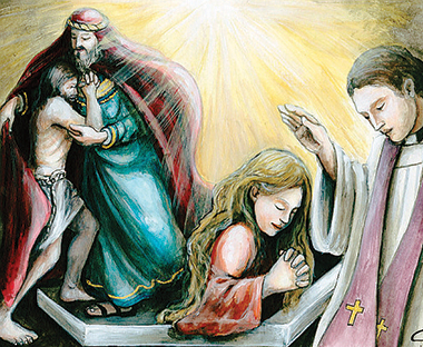 I Precetti della Chiesa, 2: «Confessa i tuoi peccati…». Illustrazione di Francesca Corrao (2018).