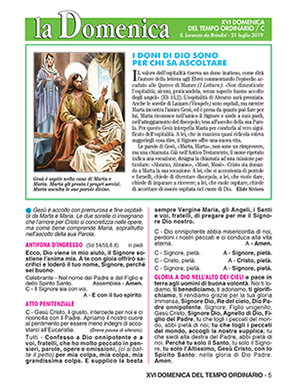 XVI DOMENICA DEL TEMPO ORDINARIO - 2019