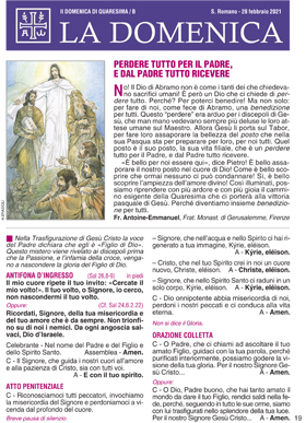 II DOMENICA DI QUARESIMA 2021