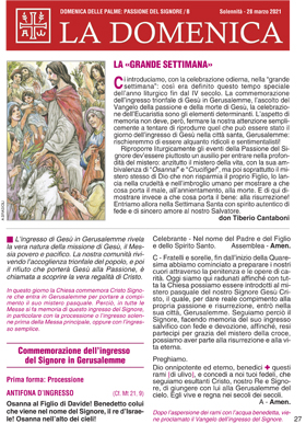 DOMENICA DELLE PALME: PASSIONE DEL SIGNORE 2021
