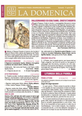 DOMENICA DI PASQUA «RISURREZIONE DEL SIGNORE»