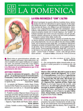 XXV DOMENICA DEL TEMPO ORDINARIO / C