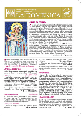 MARIA SANTISSIMA MADRE DI DIO 2026